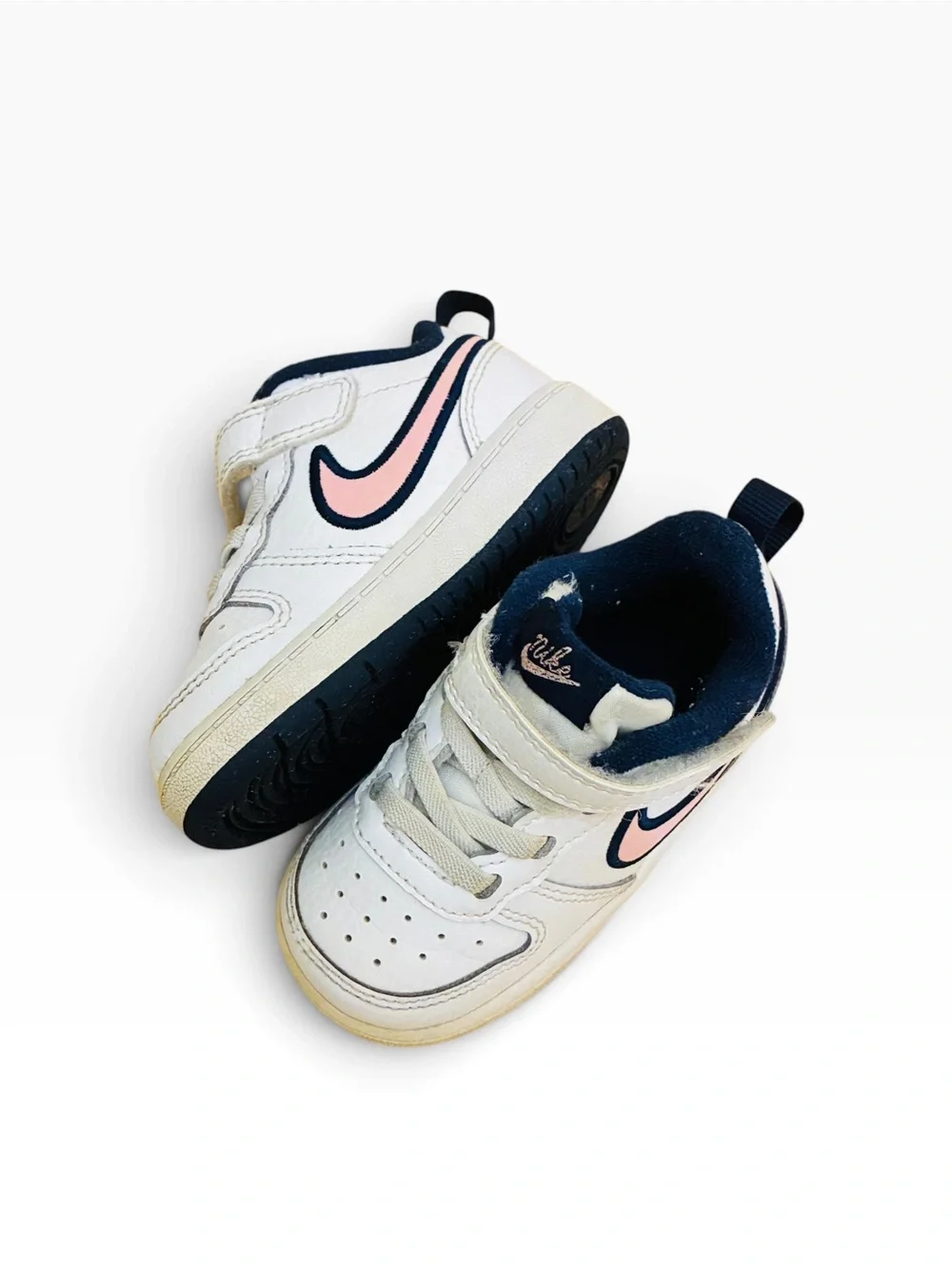 Nike Toddler Sneakers in White, Navy & Pink Size 5